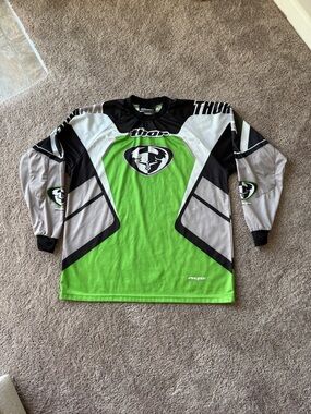 thor ph4se MX Green Black Gray Long Sleeve Motocross Jersey
